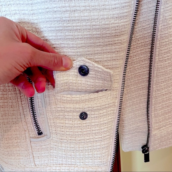 Adelaide AS by DF White Tweed Moto Jacket - XS - Picture 8 of 12